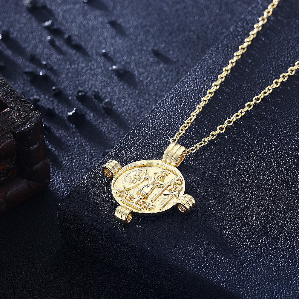 Goldtone Tone  Ceaser Palace Medallion Pendant Necklace