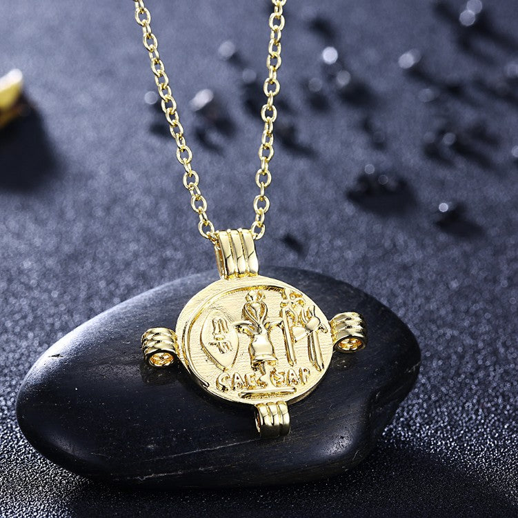 Goldtone Tone  Ceaser Palace Medallion Pendant Necklace
