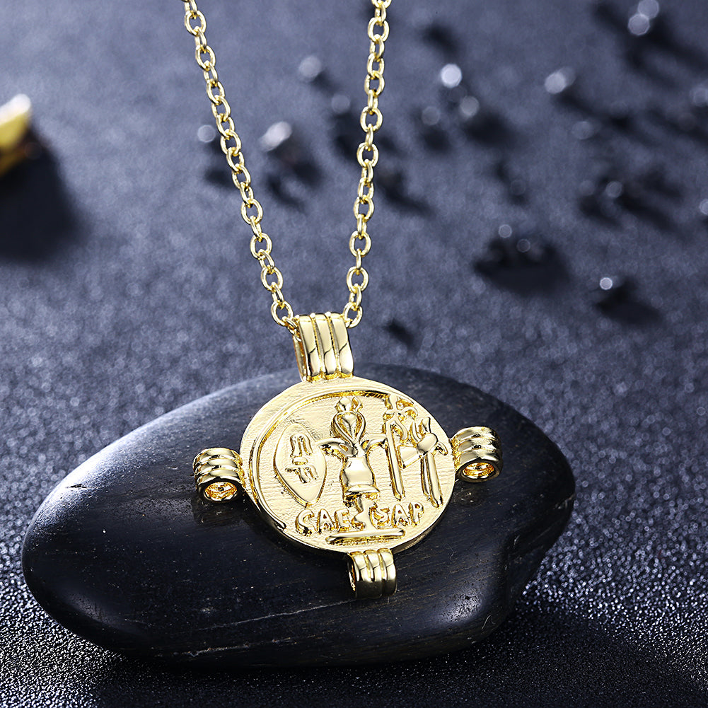 Goldtone Tone  Ceaser Palace Medallion Pendant Necklace
