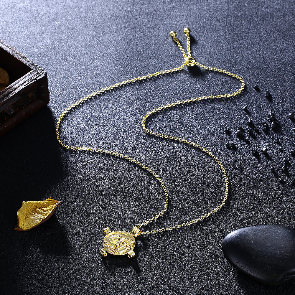 Goldtone Tone  Ceaser Palace Medallion Pendant Necklace
