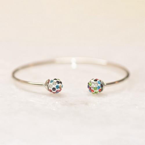 Silvertone Rainbow Swarovski Ball Open Bangle, , Riakoob Jewelry, Riakoob Jewelry  jewelryjewelry deals, swarovski crystal jewelry, groupon jewelry,, jewelry for mom, 