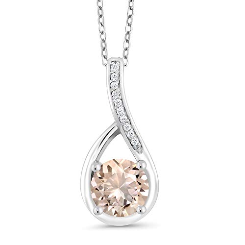 2.00 CTTW Morganite Princess Cut Infinity Necklace in 14K White Gold Tone
