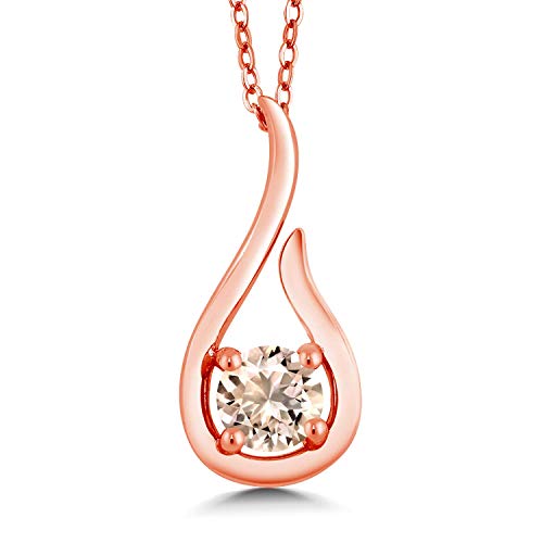 1.60 CTTW  Elements Dangling Harp Pendant Necklace in 14K Rose Gold Tone