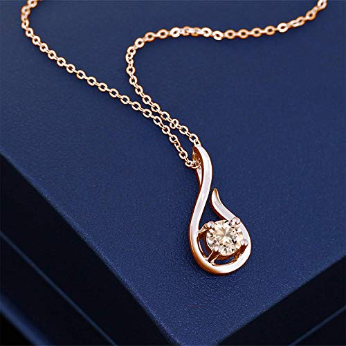 1.60 CTTW  Elements Dangling Harp Pendant Necklace in 14K Rose Gold Tone