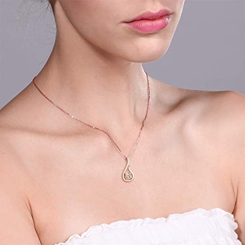 1.60 CTTW  Elements Dangling Harp Pendant Necklace in 14K Rose Gold Tone