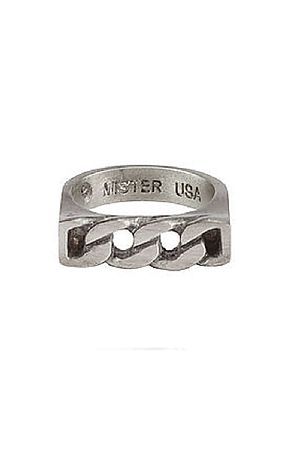 Father's Day Gift 14K White Gold Tone  Curb Link Statement Men's Ring