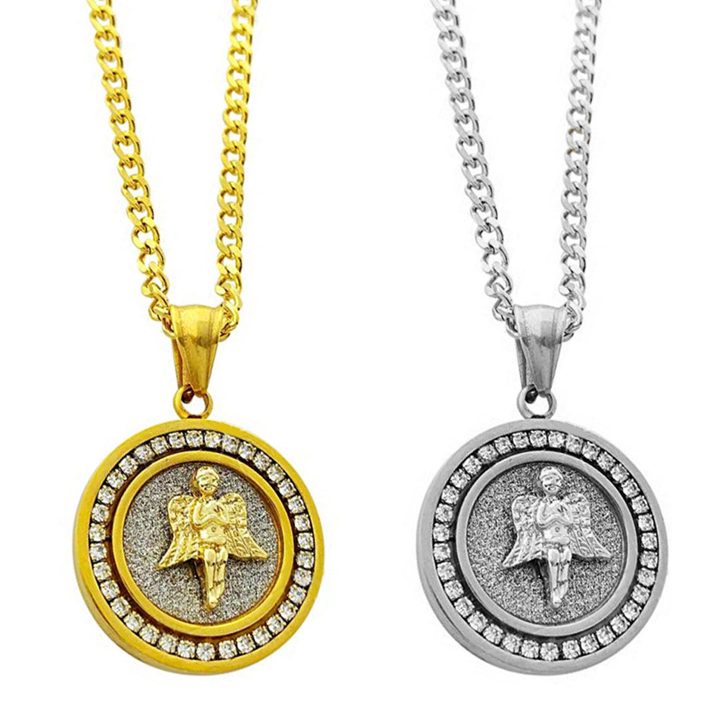 Elements My Angel Circular Pendant Necklace in Goldtone Tone  - Two Options Available