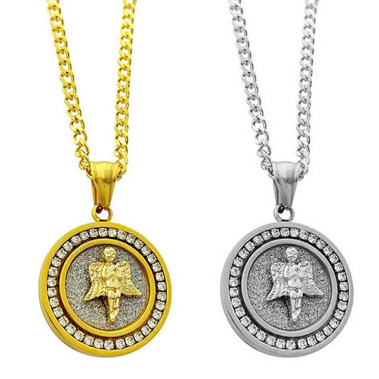 Elements My Angel Circular Pendant Necklace in Goldtone Tone  - Two Options Available