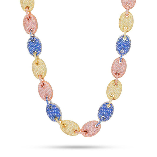 Pave Gucci Link Mariner Tri Color 16" Choker Necklace in Goldtone