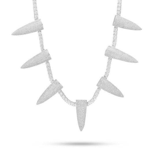 Pave Spike Necklace Embellished with  Crystals in  Silvertone