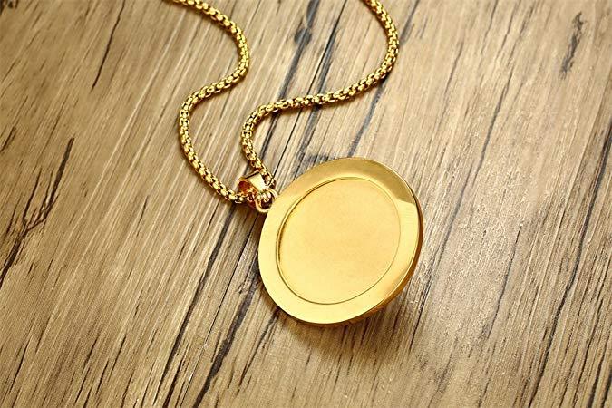 King of the Jungle Lion Pendant Medallion Necklace in Goldtone