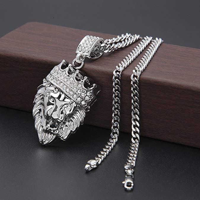 Father's Day! King of the Jungle Iced Out Pendant Necklace in Goldtone, , Riakoob Jewelry, Riakoob Jewelry  jewelryjewelry deals, swarovski crystal jewelry, groupon jewelry,, jewelry for mom, 