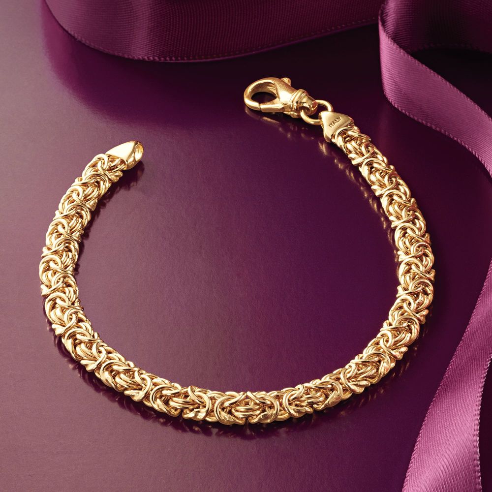 Sleek Goldtone Tone  Classic Italian Byzantine Anklet