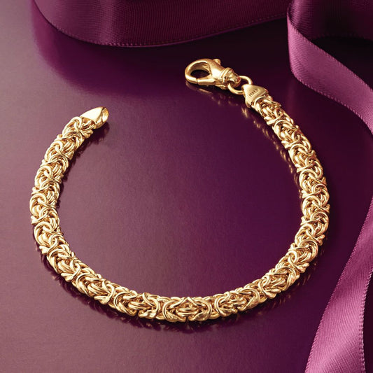 Sleek Goldtone Tone  Classic Italian Byzantine Anklet
