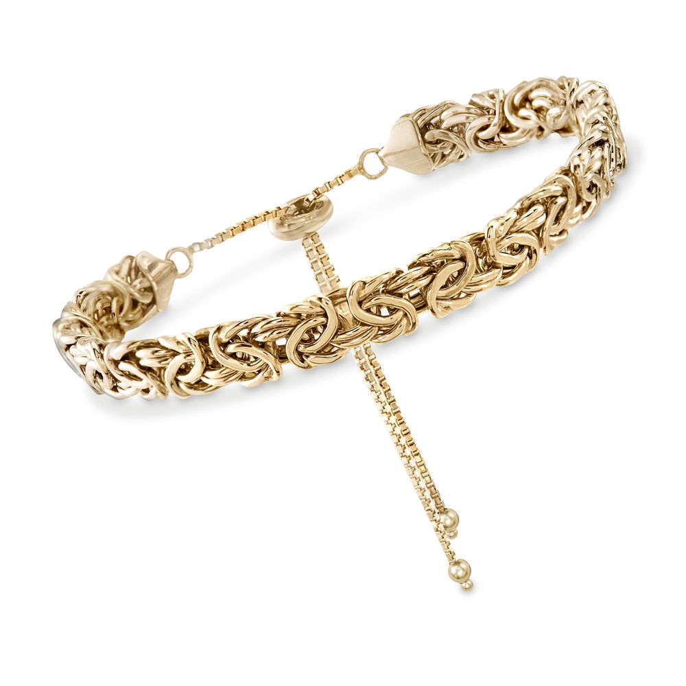 Sleek Goldtone Tone  Byzantine Italian Design Pull Clasp Bracelet