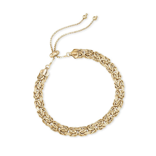 Sleek Goldtone Tone  Byzantine Italian Design Pull Clasp Bracelet