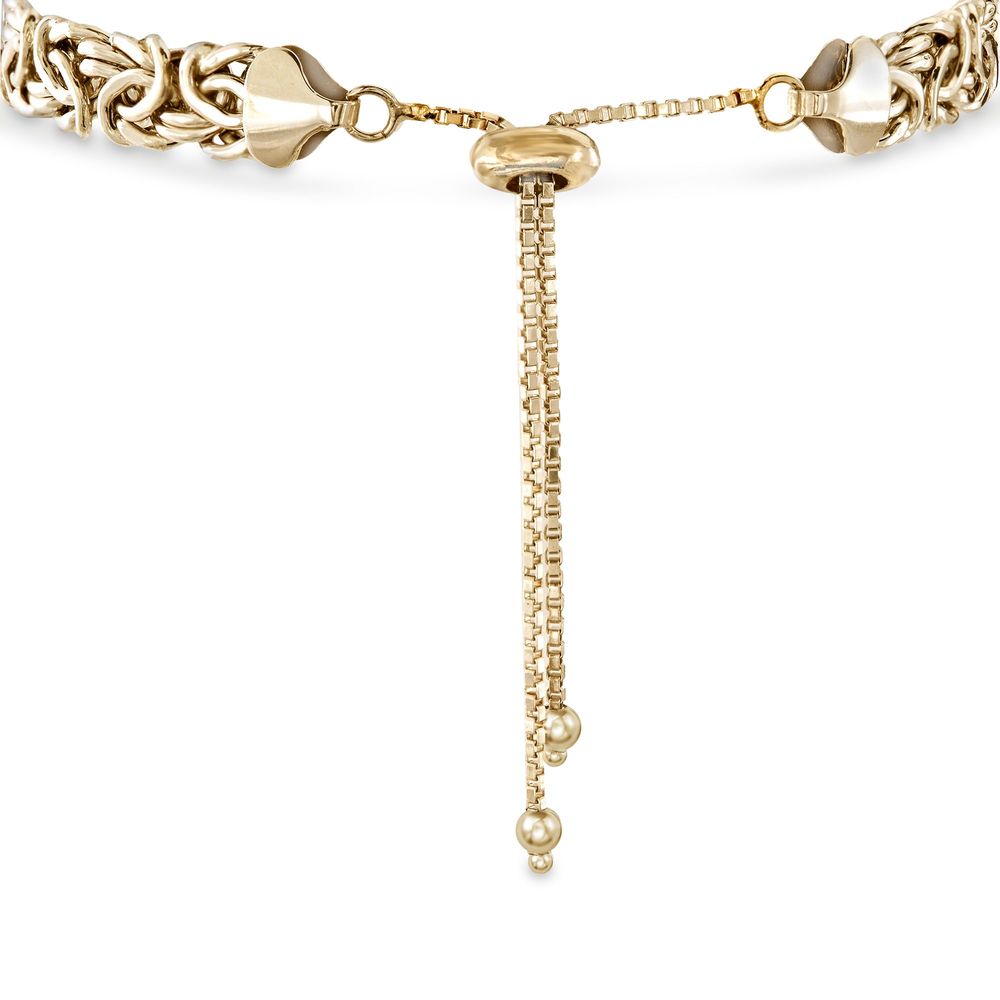 Sleek Goldtone Tone  Byzantine Italian Design Pull Clasp Bracelet