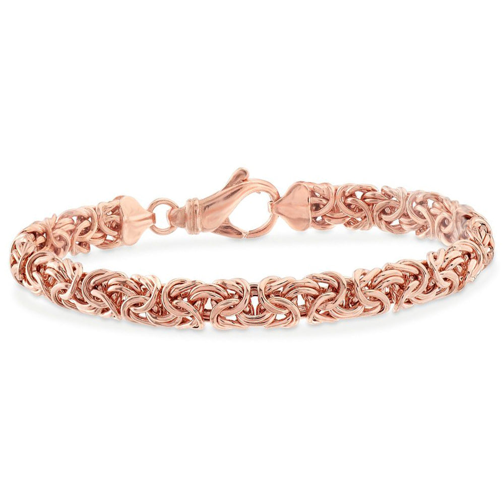 Father's Day 14K Rose Gold Tone  Byzantine Design Chain Bracelet