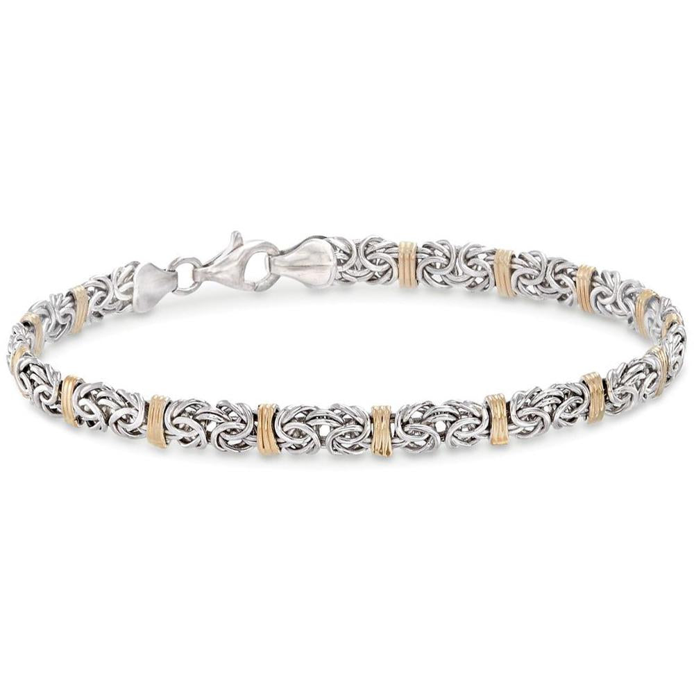 Two Toned 5th Avenue Modern Byzantine Bracelet in Goldtone