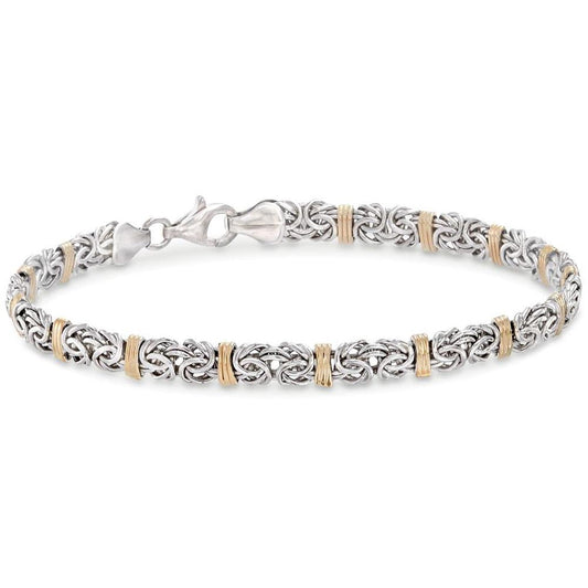 Two Toned 5th Avenue Modern Byzantine Bracelet in Goldtone