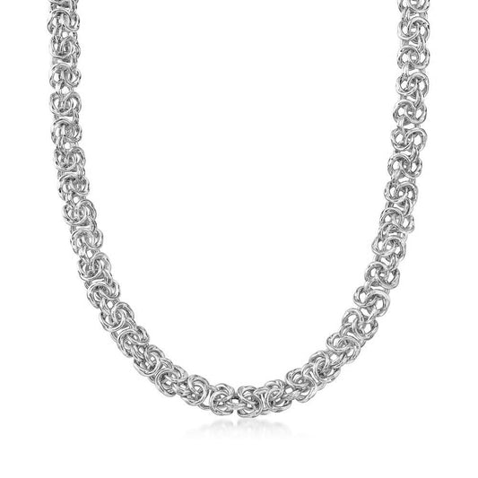 Sleek Italian Goldtone Tone  Classic Byzantine Thick Cut Chain Necklace- Two Options