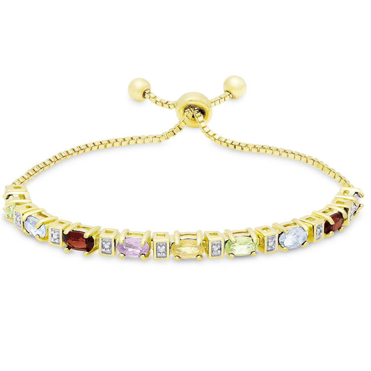 Colors of the Rainbow Bolo Adjustable 7-9" Bracelet in Goldtone, Bracelet, Riakoob Jewelry, Riakoob Jewelry  jewelryjewelry deals, swarovski crystal jewelry, groupon jewelry,, jewelry for mom, 