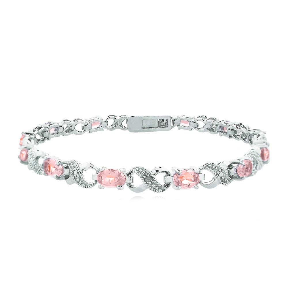 Vivid Luxe Oval Cut Multi-Stoned Infinity Design Silver Plated Bracelet - Multiple Options ITALY Design