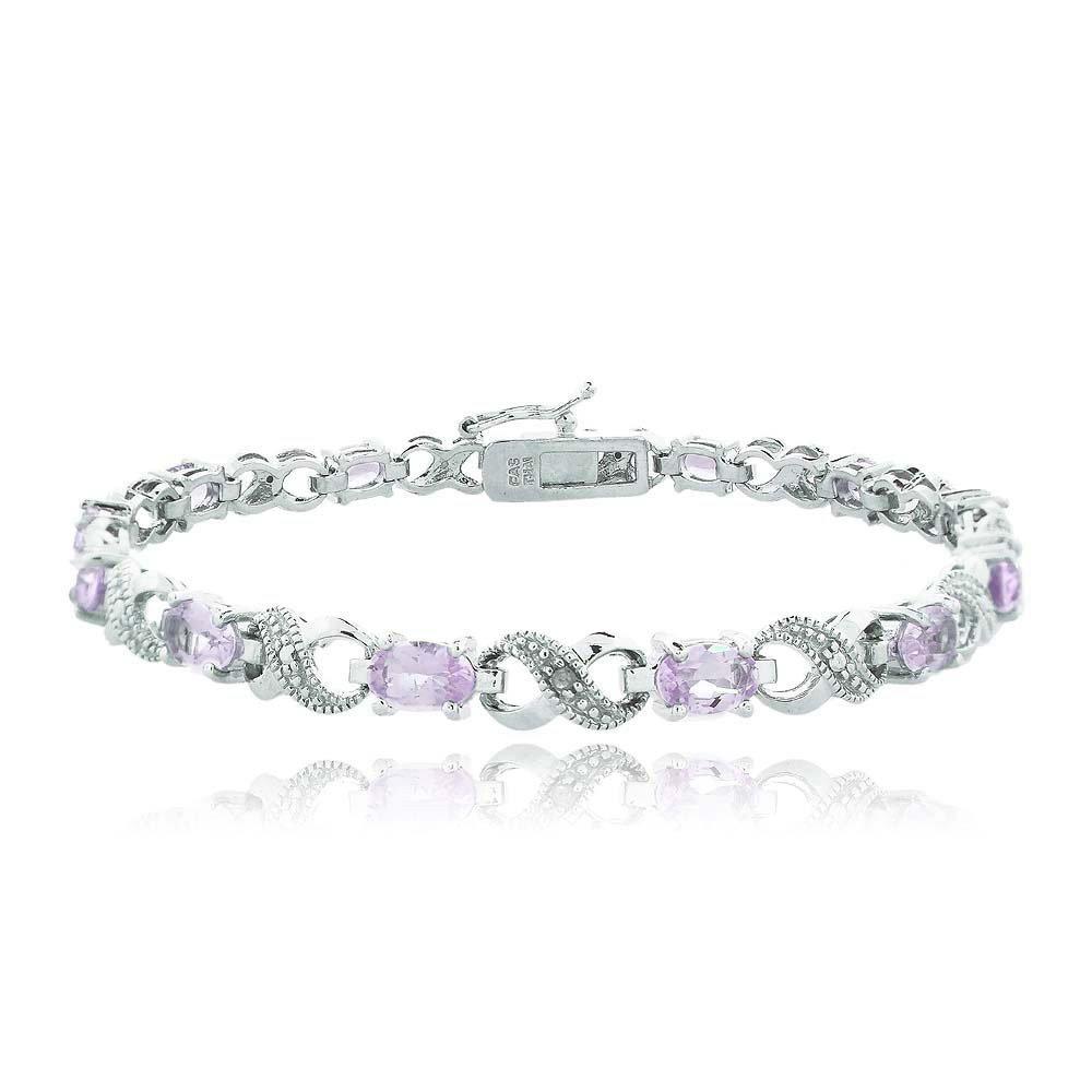 Oval Cut 6.00 CTTW Gemstone Infinity Shaped Bracelet in Silvertone Tone  - 5 Options