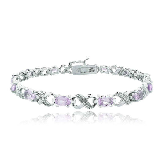 Oval Cut 6.00 CTTW Gemstone Infinity Shaped Bracelet in Silvertone Tone  - 5 Options