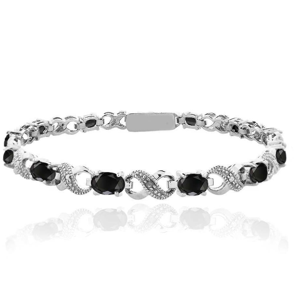 Oval Cut 6.00 CTTW Gemstone Infinity Shaped Bracelet in Silvertone Tone  - 5 Options