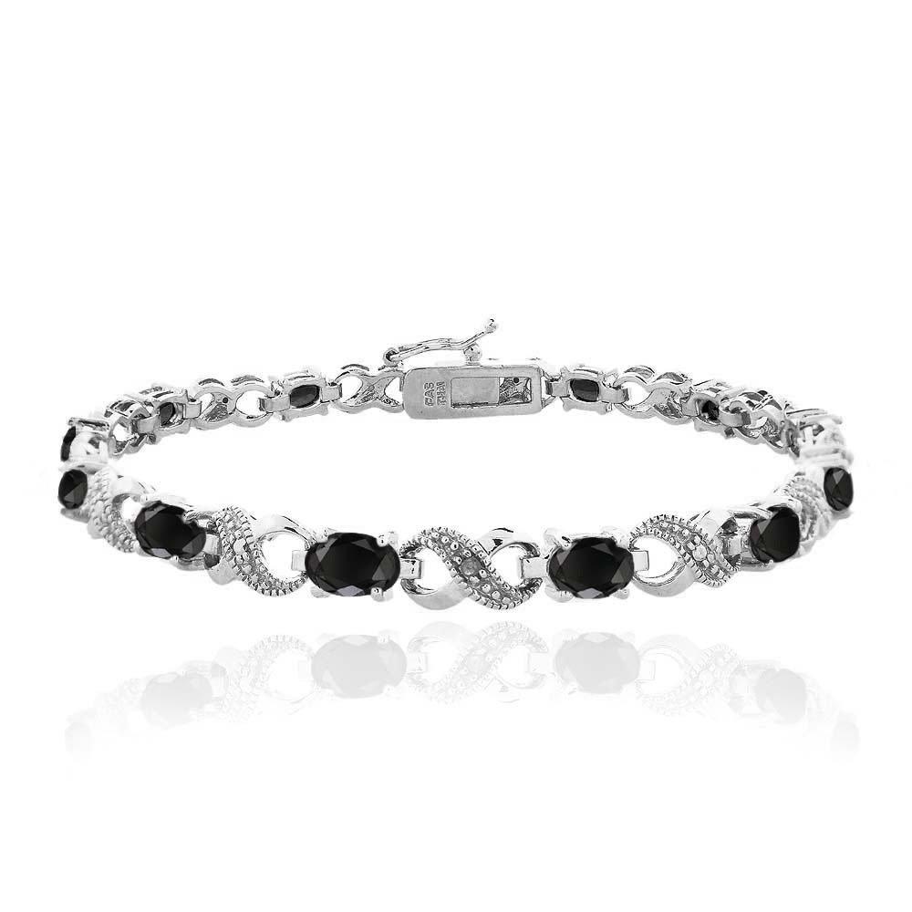 10.00 CT  Black Onyx Infinity Bracelet Embellished with Swarovski Crystals in  Silvertone, Bracelet, Riakoob Jewelry, Riakoob Jewelry  jewelryjewelry deals, swarovski crystal jewelry, groupon jewelry,, jewelry for mom, 