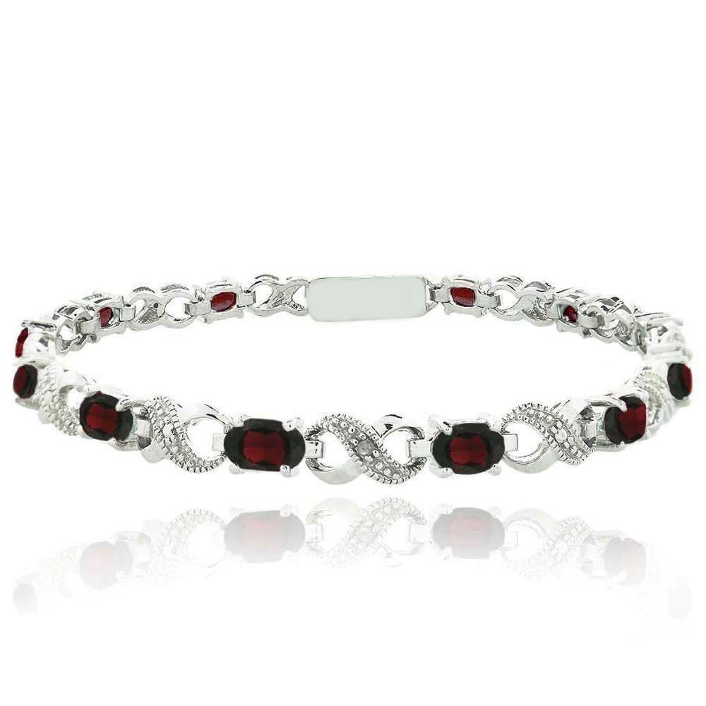 Oval Cut 6.00 CTTW Gemstone Infinity Shaped Bracelet in Silvertone Tone  - 5 Options