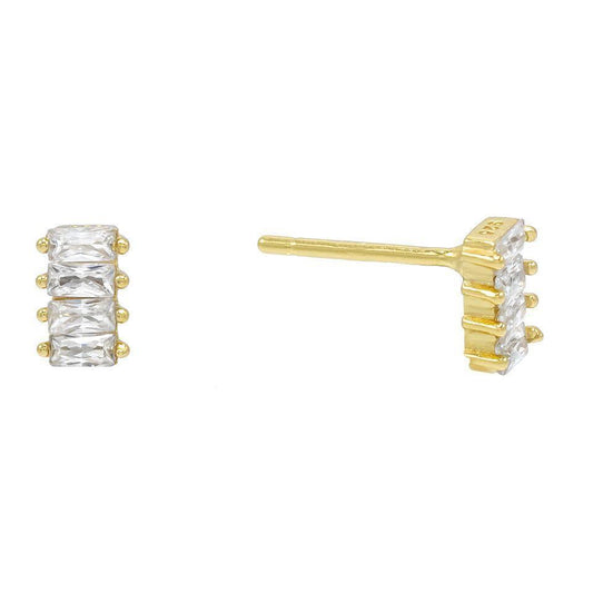 White Luxe Emerald Cut Linear Stud Earrings in Goldtone (Multiple Options) ITALY Design