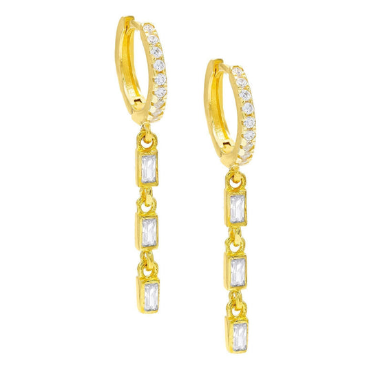 Dainty Dangle White Topaz Baugette Drop Earring Embellished with Swarovski Crystals in Goldtone, Earring, Riakoob Jewelry, Riakoob Jewelry  jewelryjewelry deals, swarovski crystal jewelry, groupon jewelry,, jewelry for mom, 