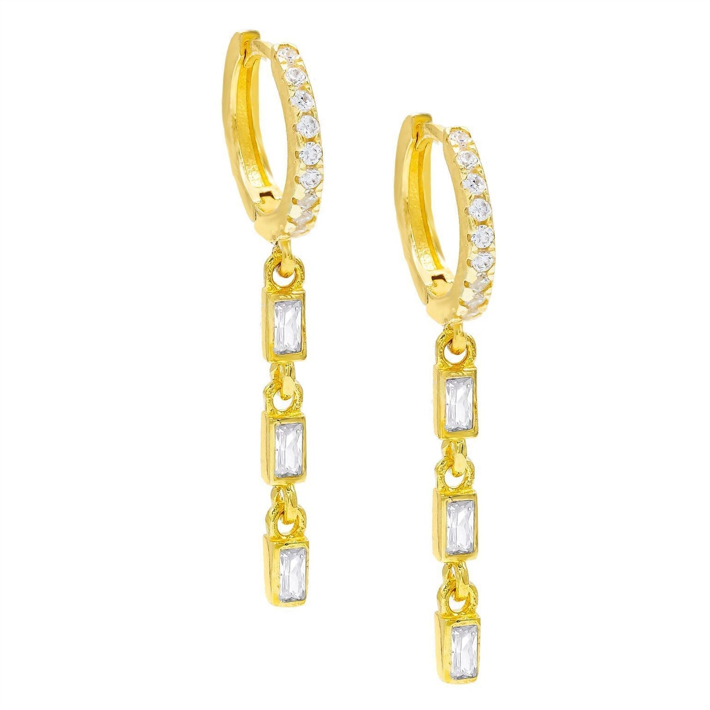 Created Gemstone Dangling Pav'e Clip On Earrings in Goldtone - Four Options ITALY Design