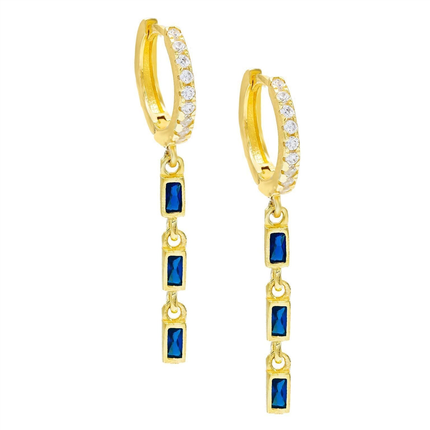 Created Gemstone Dangling Pav'e Clip On Earrings in Goldtone - Four Options ITALY Design