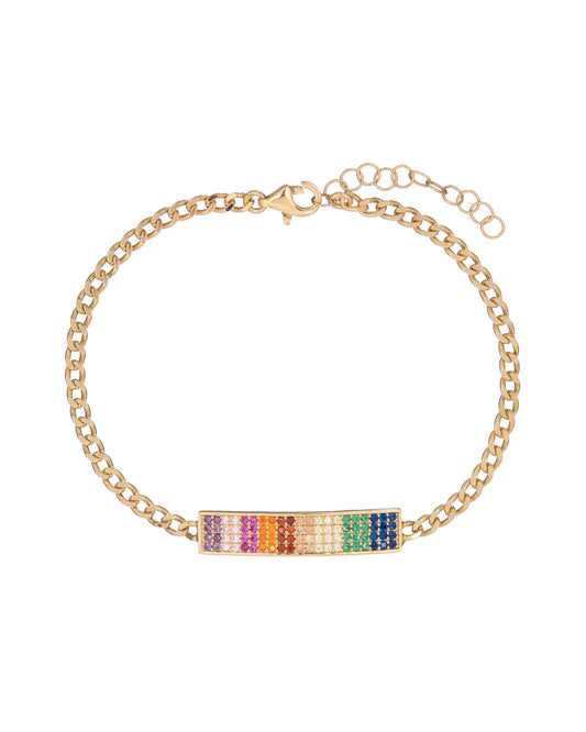 Браслет-цепочка Ombre Pave Rainbow с кристаллами в золотистом тоне