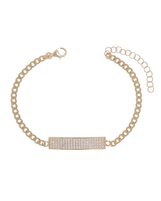 Pave White Topaz Chain Bracelet 7.8" +2" Embellished with  Crystals in Rosegoldtone
