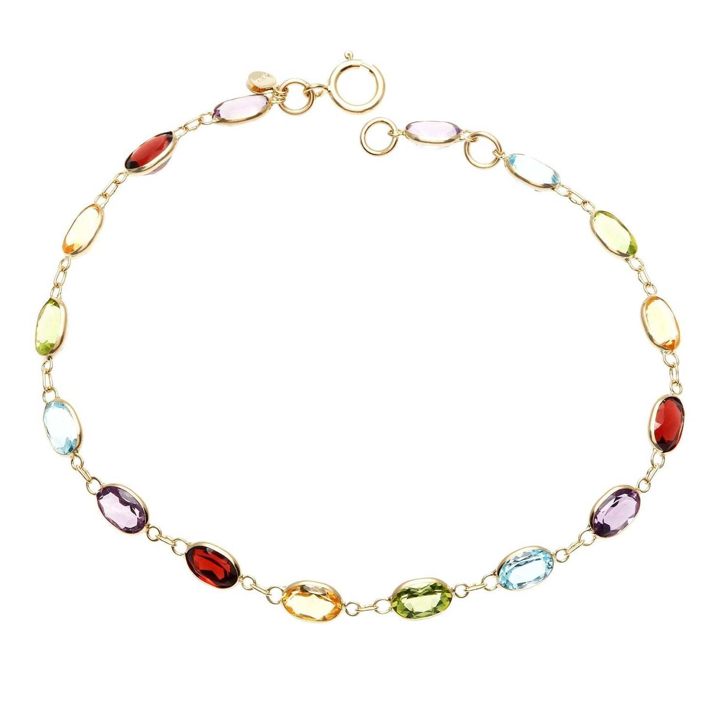 Created Multi Gemstone Rainbow Bracelet in Goldtone ITALY Design