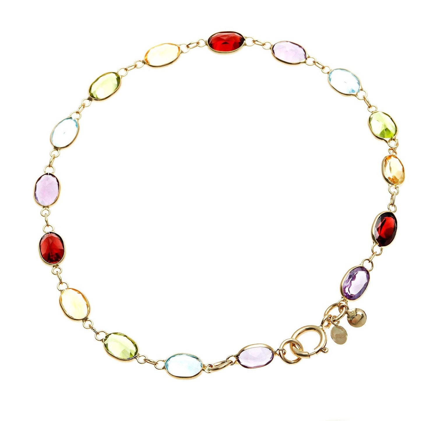 Created Multi Gemstone Rainbow Bracelet in Goldtone