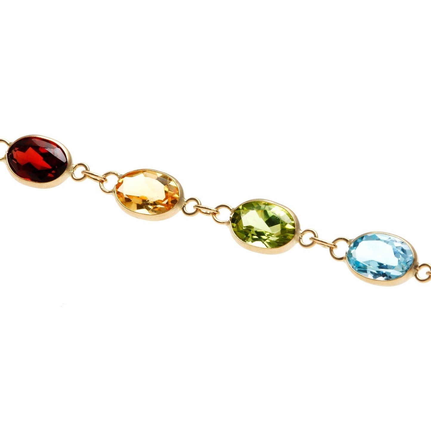 Created Multi Gemstone Rainbow Bracelet in Goldtone ITALY Design