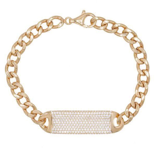 Pave ID Link Curb Chain Bracelet in Rosegoldtone