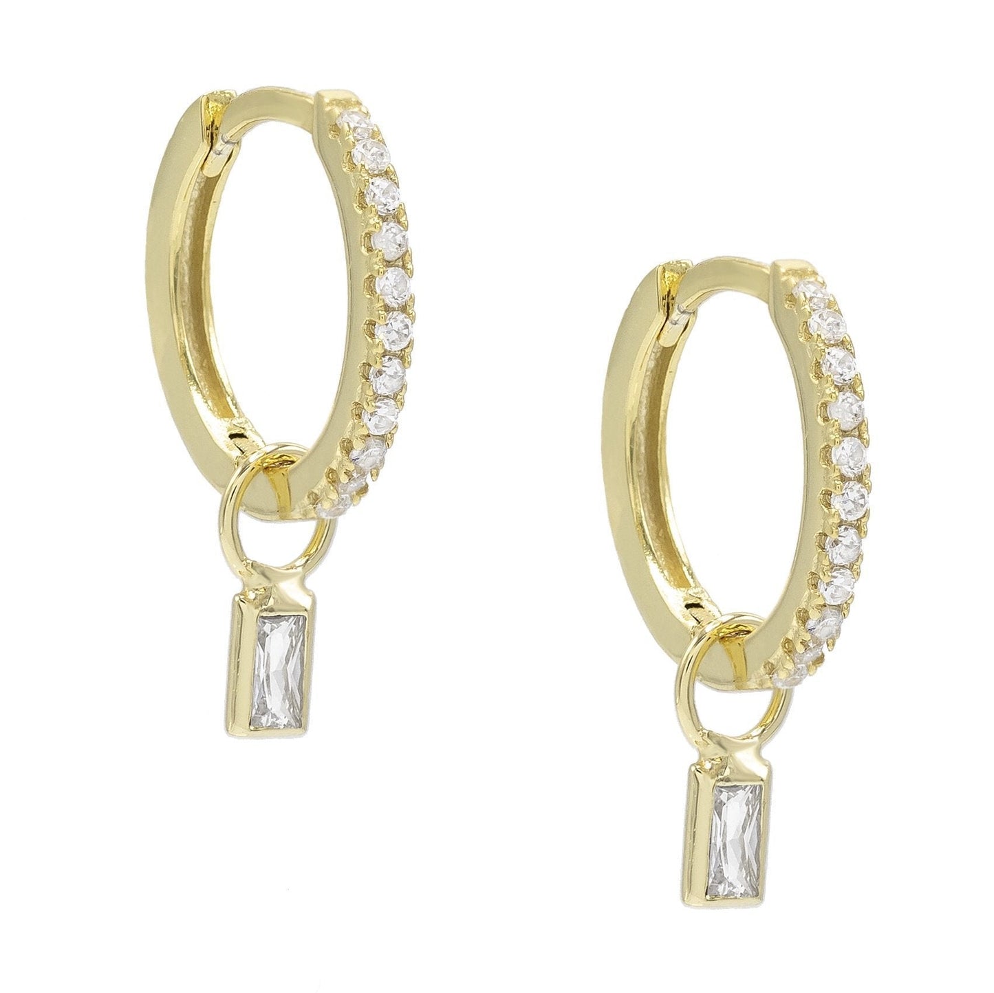 Pave Mini Dainty White Topaz Stud Earringin Goldtone