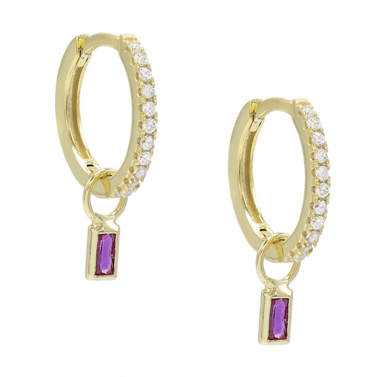Pave Mini Dainty Pink Topaz Stud Earringin Goldtone
