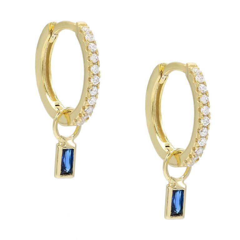 Pave Mini Dainty Sapphire Stud Earringin Goldtone