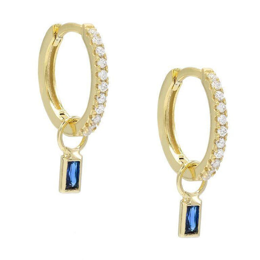 Pave Mini Dainty Sapphire Stud Earringin Goldtone