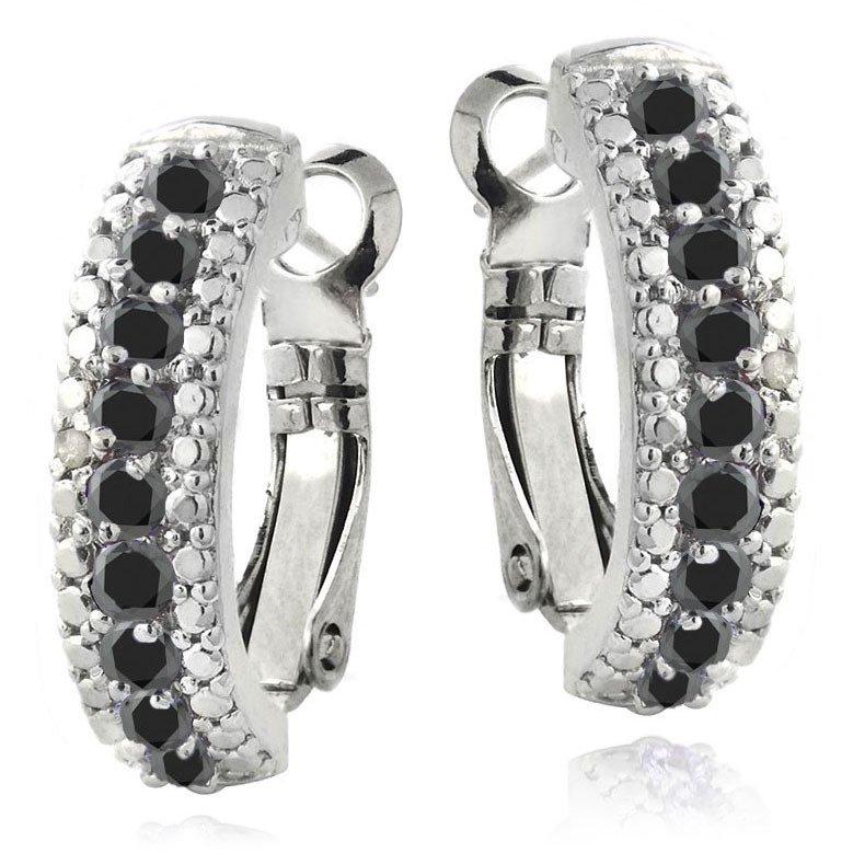 3.00 Ct  Onyx Leverback Earring Embellished with Swarovski Crystals in  Silvertone, Earring, Riakoob Jewelry, Riakoob Jewelry  jewelryjewelry deals, swarovski crystal jewelry, groupon jewelry,, jewelry for mom, 