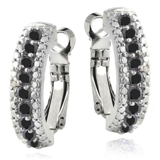 3.00 Ct  Onyx Leverback Earring Embellished with Swarovski Crystals in  Silvertone, Earring, Riakoob Jewelry, Riakoob Jewelry  jewelryjewelry deals, swarovski crystal jewelry, groupon jewelry,, jewelry for mom, 