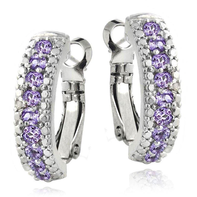 3.00 Ct  Amethyst Leverback Earring Embellished with Swarovski Crystals in  Silvertone, Earring, Riakoob Jewelry, Riakoob Jewelry  jewelryjewelry deals, swarovski crystal jewelry, groupon jewelry,, jewelry for mom, 
