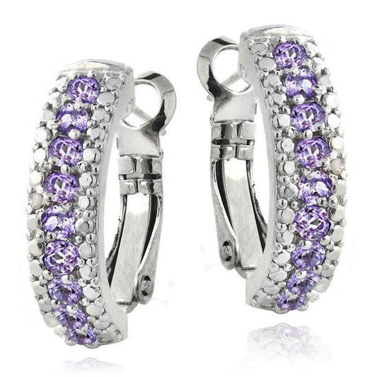 3.00 Ct  Amethyst Leverback Earring Embellished with Swarovski Crystals in  Silvertone, Earring, Riakoob Jewelry, Riakoob Jewelry  jewelryjewelry deals, swarovski crystal jewelry, groupon jewelry,, jewelry for mom, 